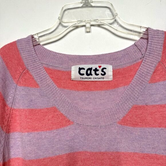 Cat's Tsumori Chisato Striped Cashmere and Angora Blend Long Sleeve Sweater Dres - Picture 7 of 12